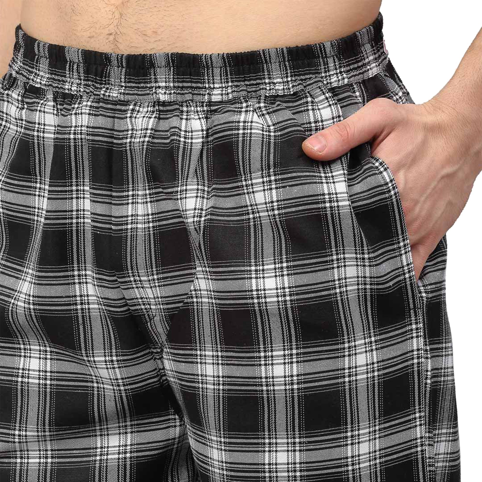 Indian Needle Men Black & White Checked Night suit