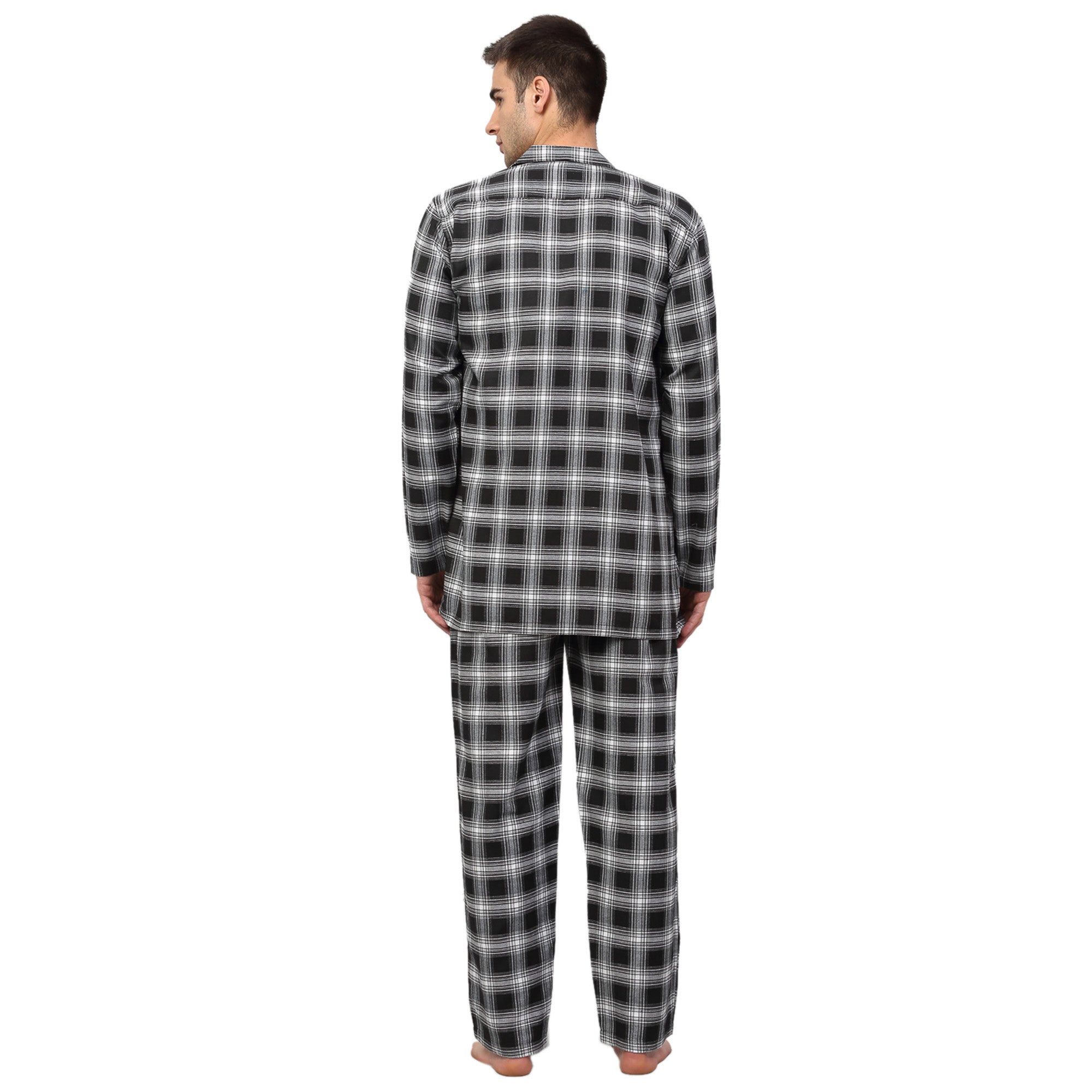 Indian Needle Men Black & White Checked Night suit