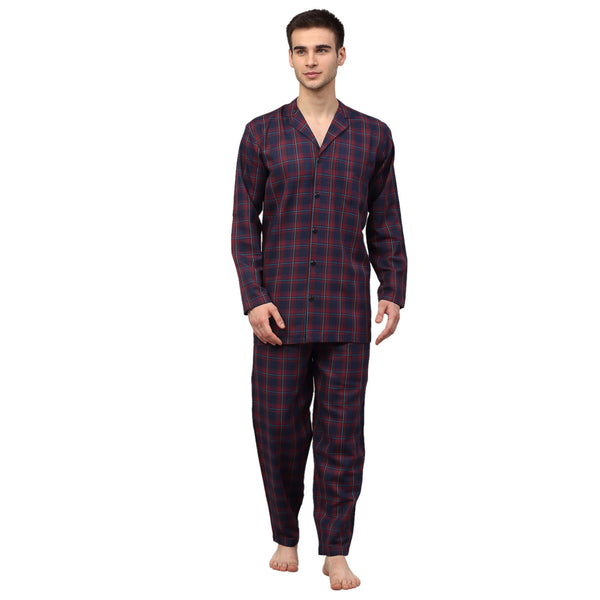 Indian Needle Men's Blue Checked Night Suits