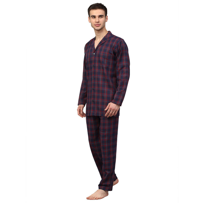 Indian Needle Men's Blue Checked Night Suits