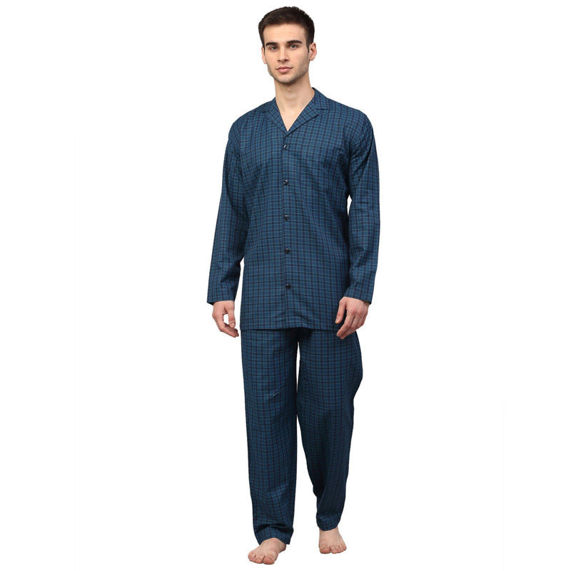 Indian Needle Men's Blue Checked Night Suits