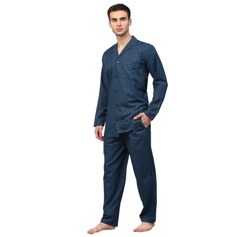 Indian Needle Men's Blue Checked Night Suits