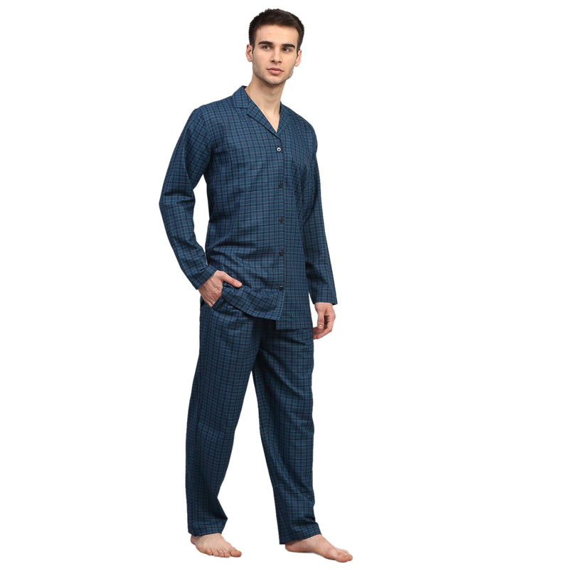 Indian Needle Men's Blue Checked Night Suits