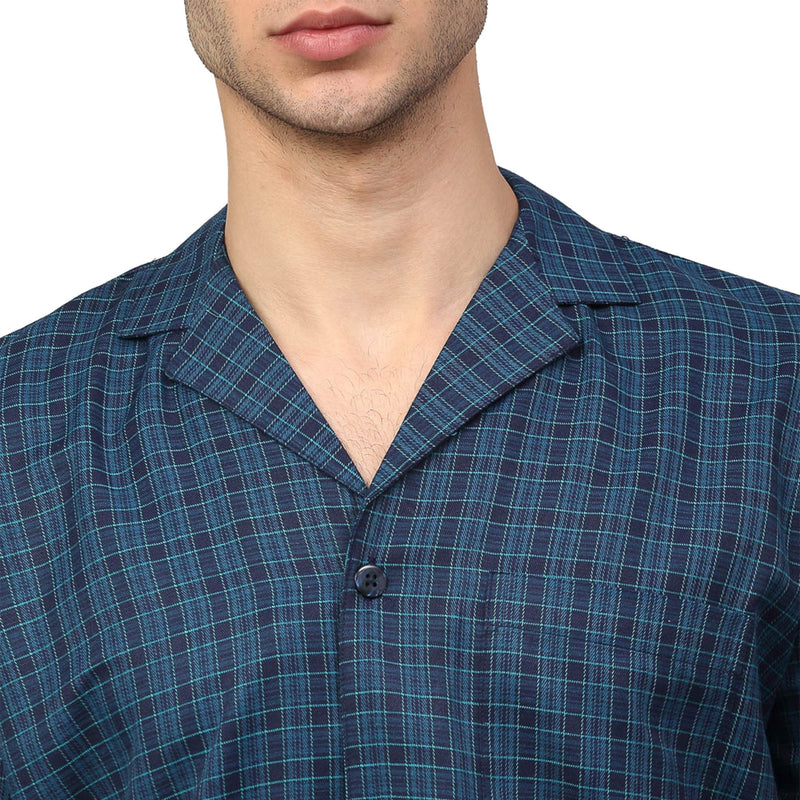 Indian Needle Men's Blue Checked Night Suits