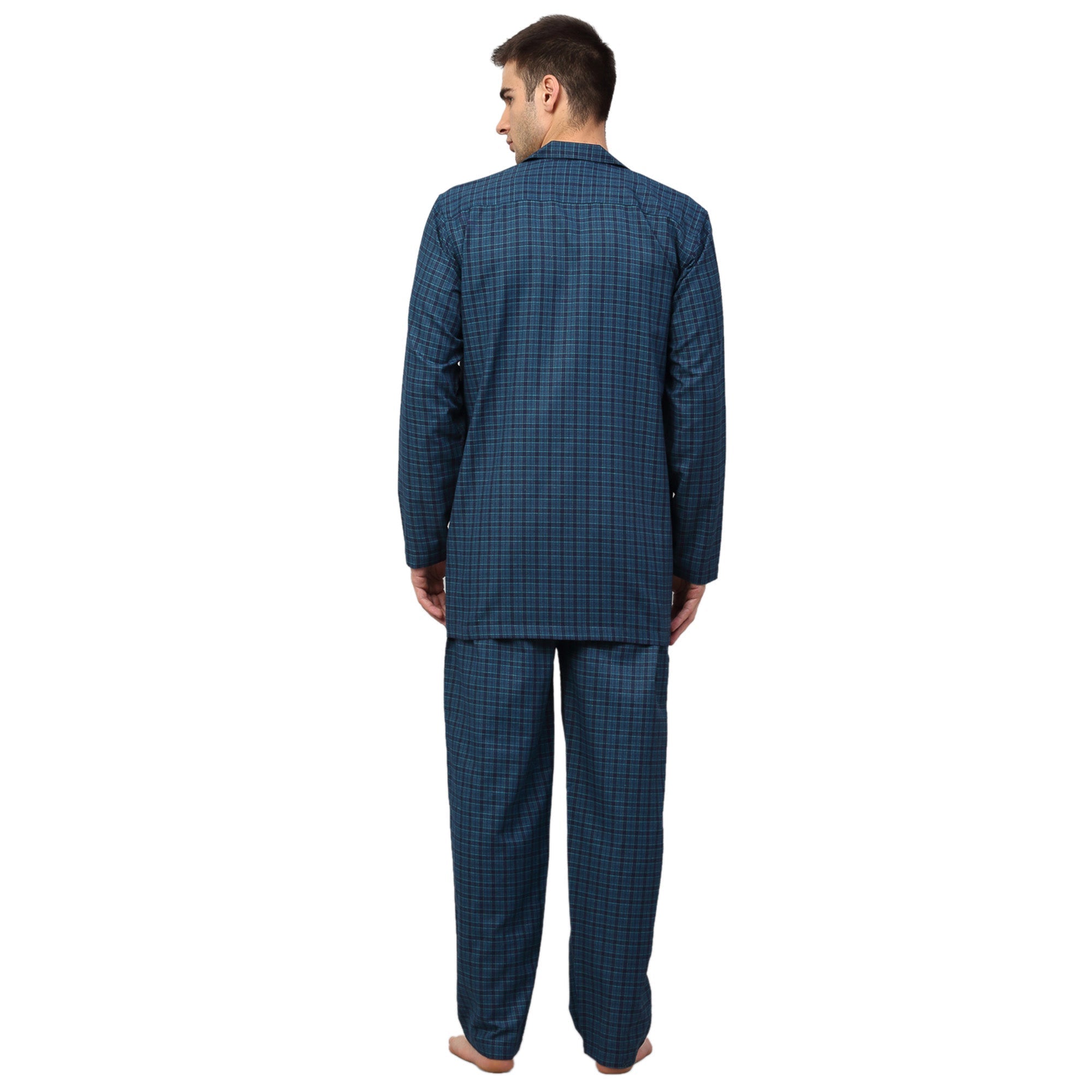 Indian Needle Men's Blue Checked Night Suits