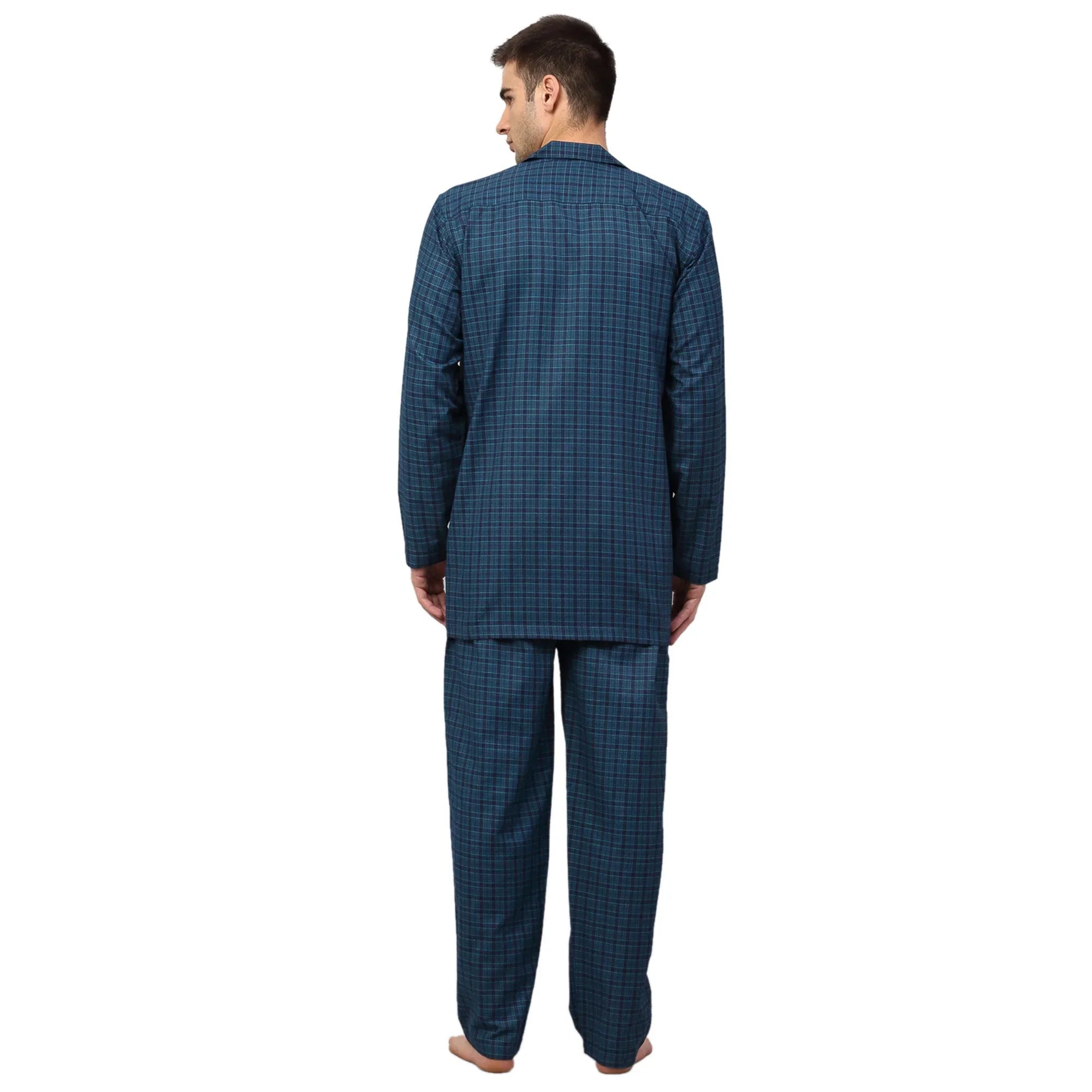 Jainish Men's Blue Checked Night Suits ( GNS 001Blue )