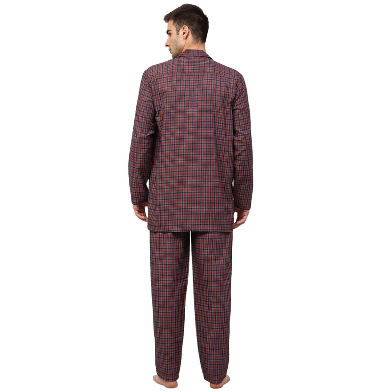 Indian Needle Men's Maroon Checked Night Suits