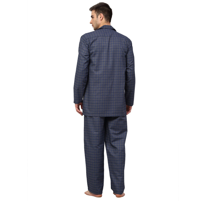 Indian Needle Men's Navy Blue Checked Night Suits