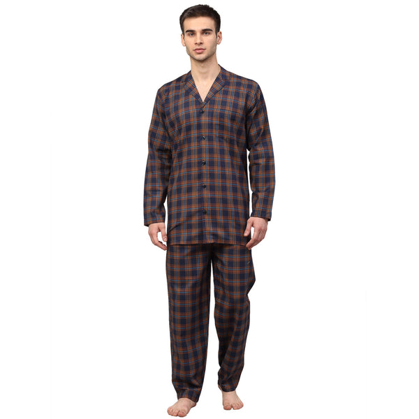 Indian Needle Men's Orange Checked Night Suits