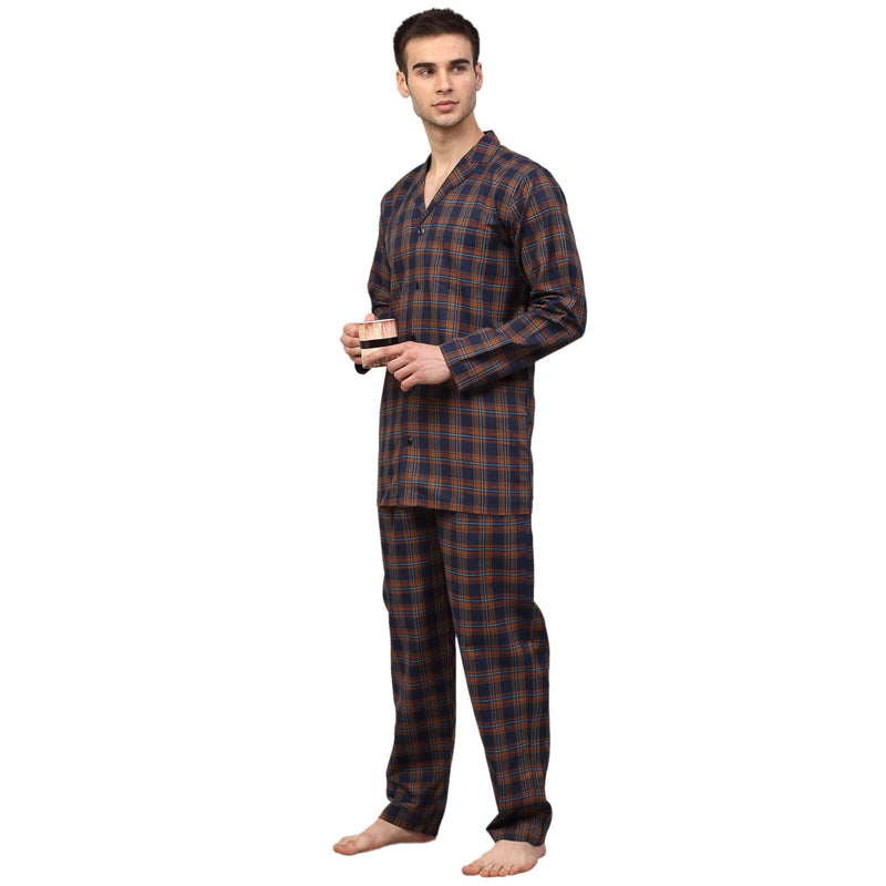 Indian Needle Men's Orange Checked Night Suits