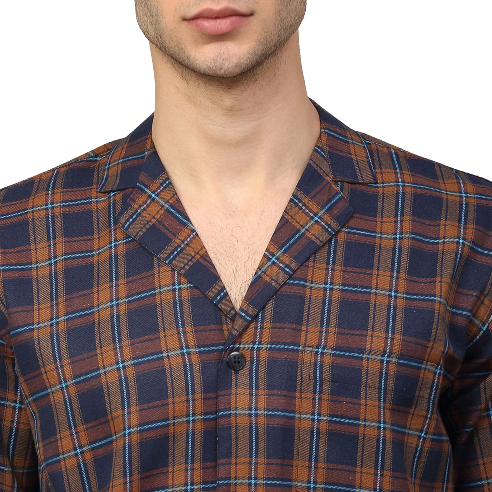 Jainish Men's Orange Checked Night Suits ( GNS 001Orange-Blue )