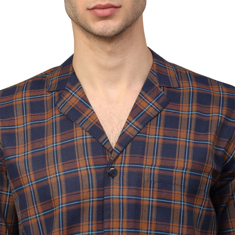 Indian Needle Men's Orange Checked Night Suits