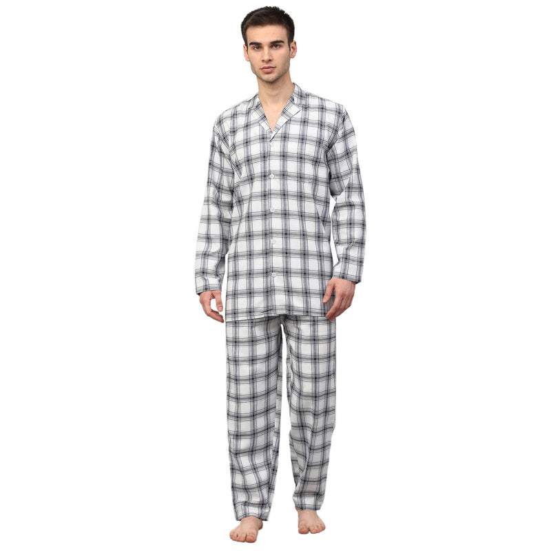 Indian Needle Men's White Checked Night Suits