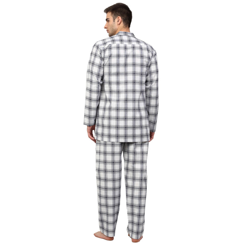 Indian Needle Men's White Checked Night Suits