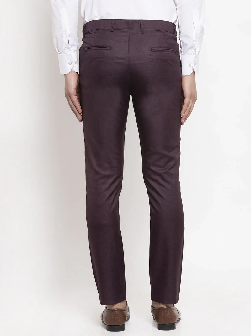 Jainish Men's Purple Cotton Solid Formal Trousers ( FGP 258Purple )