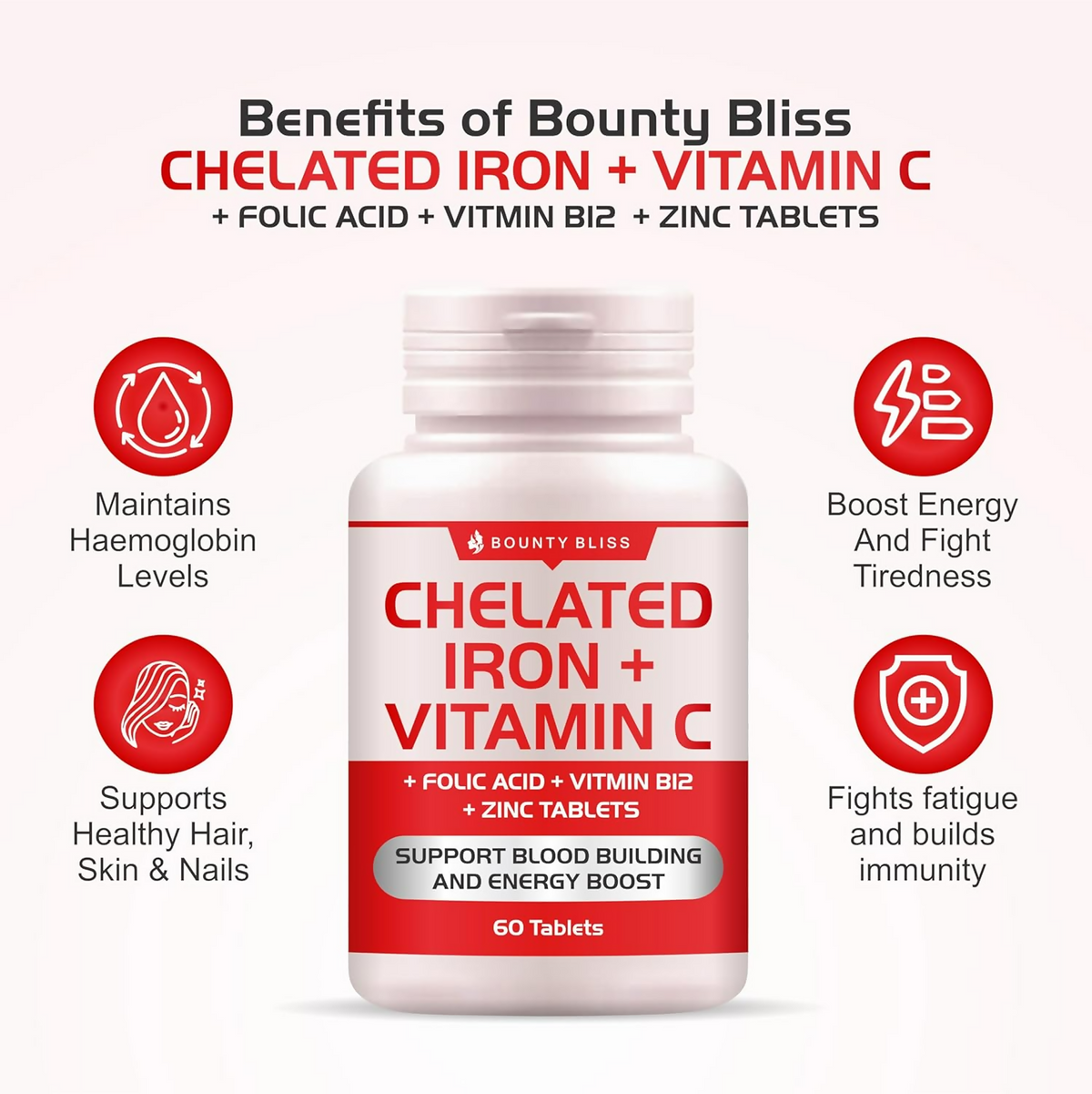 Bounty Bliss Iron Folic Acid Supplement - Vital Support for Energy and Wellness