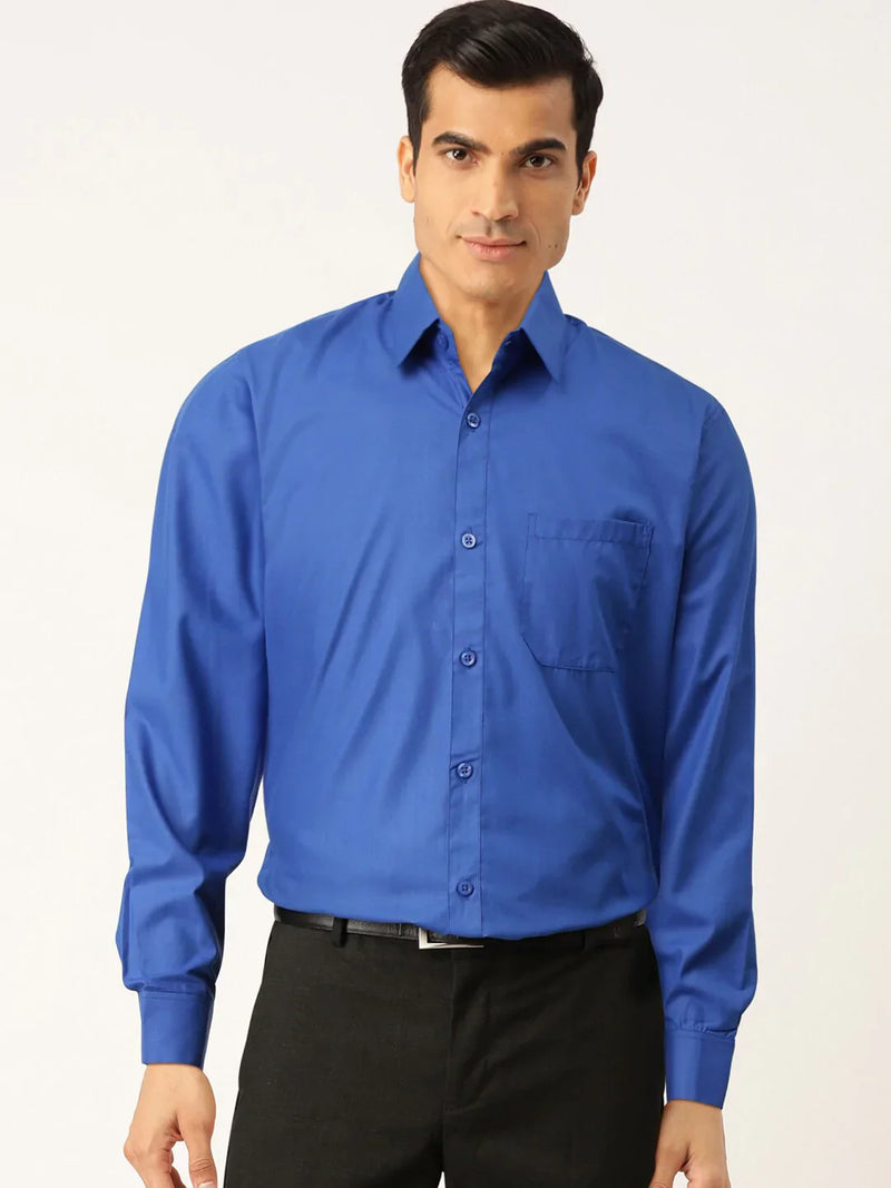 Jainish Men's Cotton Solid Royal Blue Formal Shirt's ( SF 361Royal )