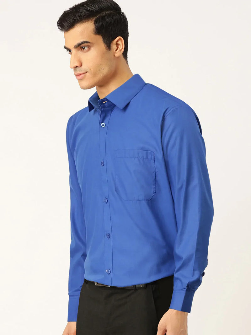 Jainish Men's Cotton Solid Royal Blue Formal Shirt's ( SF 361Royal )