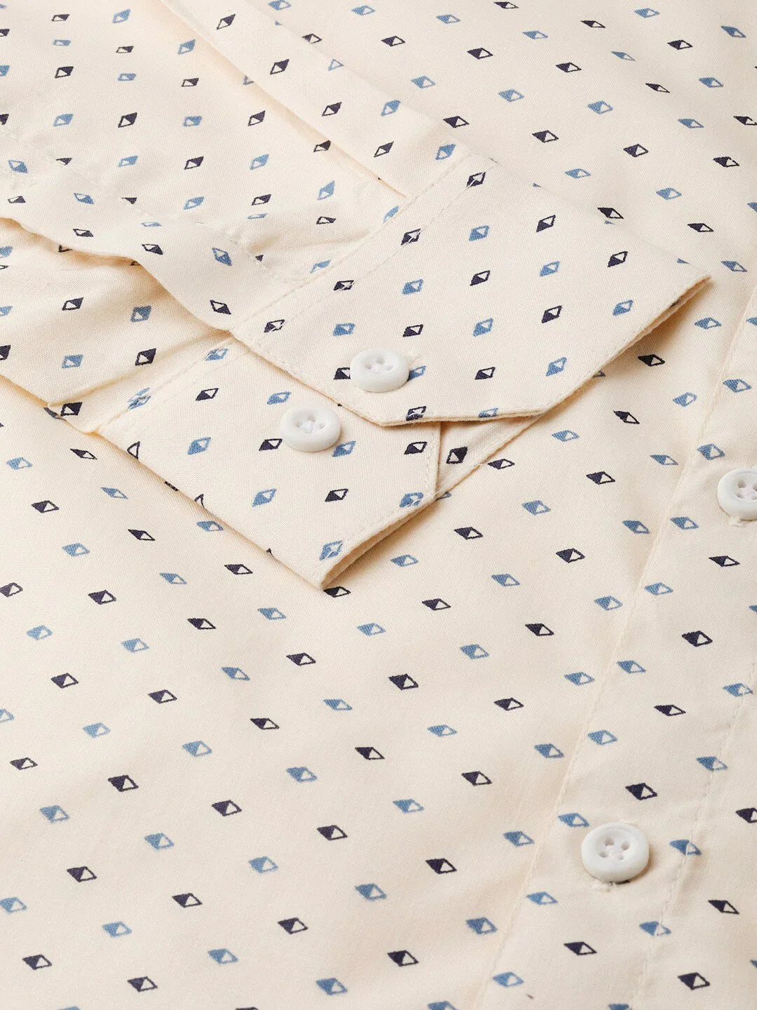 Jainish Cream Men's Cotton Printed Formal Shirts ( SF 716Cream )