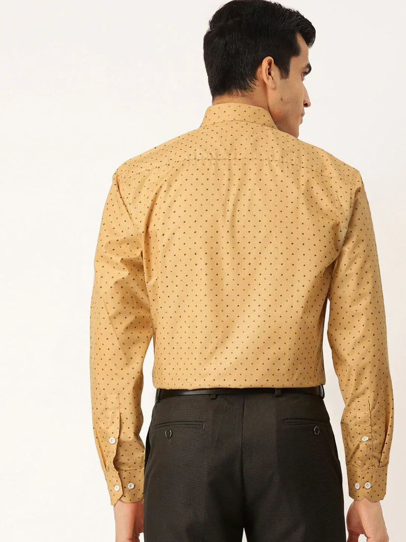 Jainish Yellow Men's Cotton Printed Formal Shirts ( SF 716Mustard )