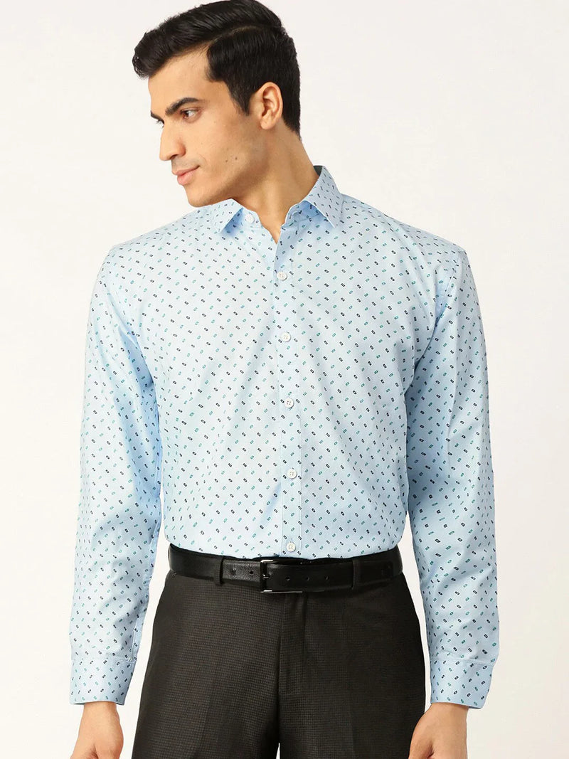 Jainish Blue Men's Cotton Printed Formal Shirts ( SF 716Sky )