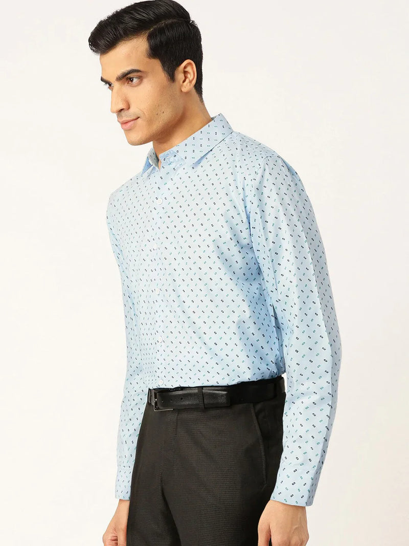 Jainish Blue Men's Cotton Printed Formal Shirts ( SF 716Sky )