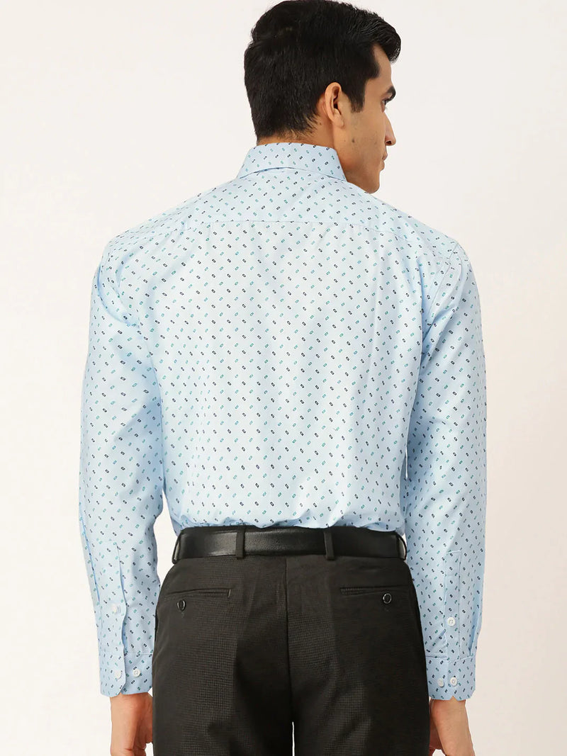 Jainish Blue Men's Cotton Printed Formal Shirts ( SF 716Sky )