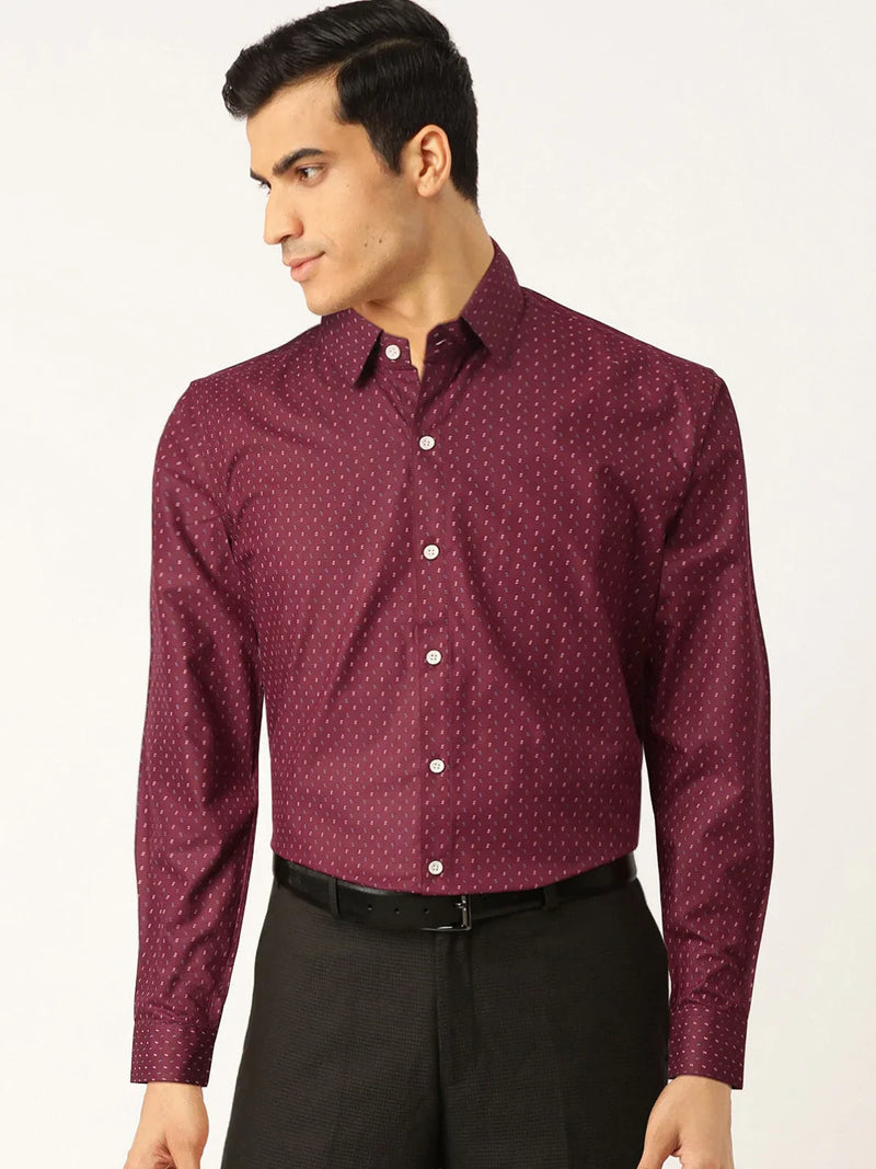 Jainish Purple Men's Cotton Printed Formal Shirts ( SF 716Wine )