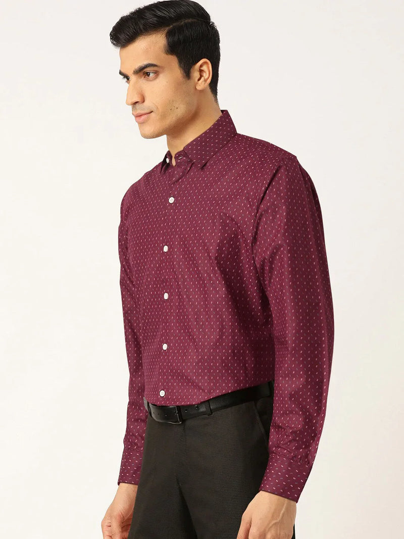 Jainish Purple Men's Cotton Printed Formal Shirts ( SF 716Wine )