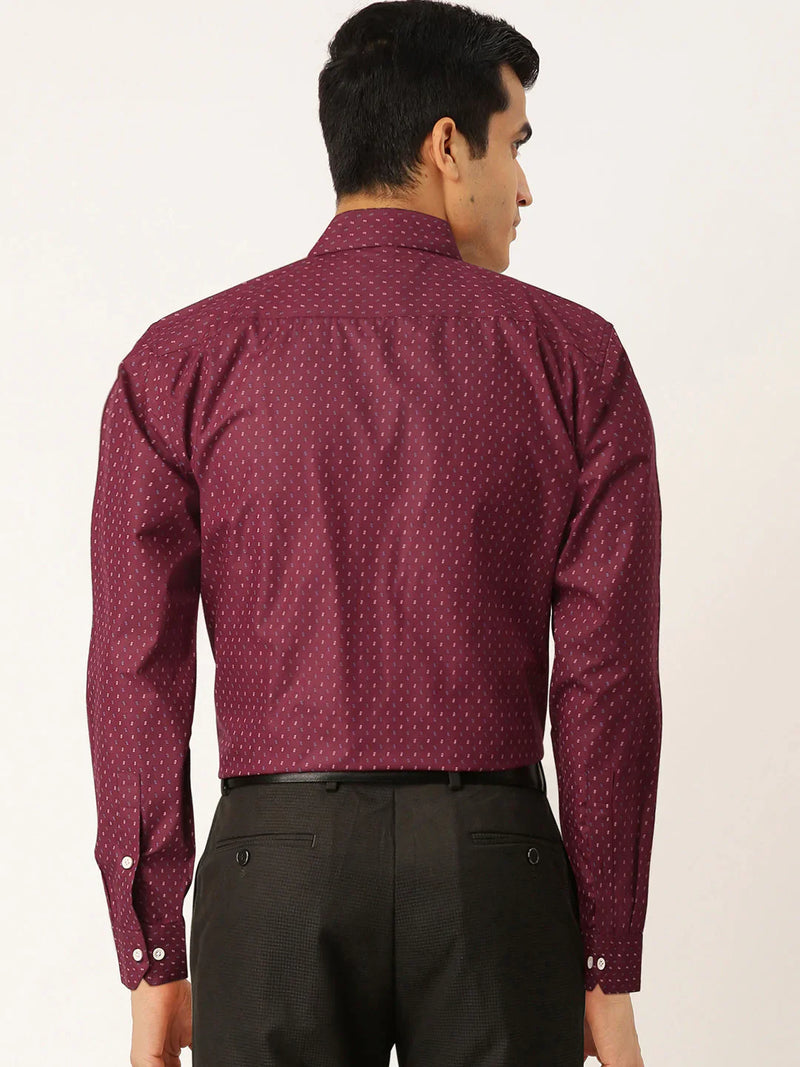 Jainish Purple Men's Cotton Printed Formal Shirts ( SF 716Wine )