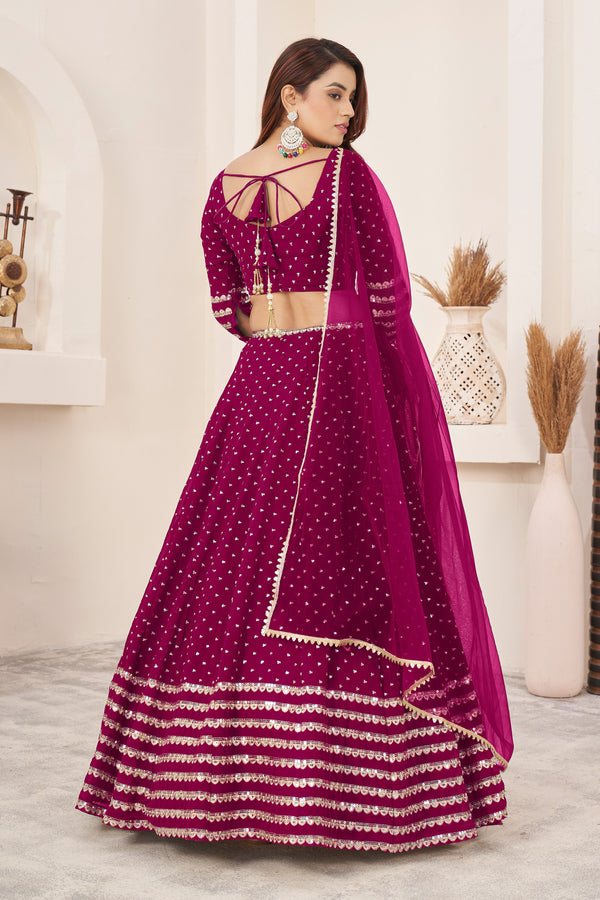 Aastha fashion pink georgrtte lehanga blouse fabric Sequins Zari Embroidered Work