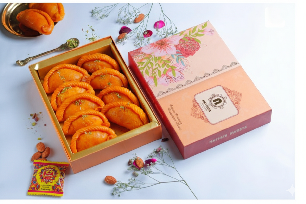 Nathu's Kesar Gujia+ Hari Darshan Organic Gulal