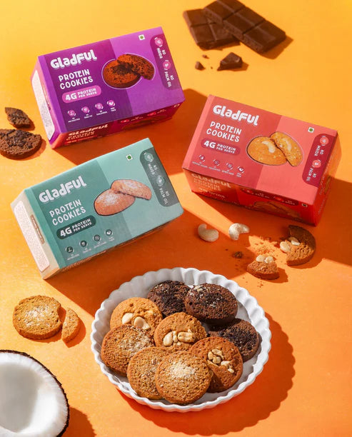 Gladful Assorted Protein Cookies Made with Wholewheat Atta & Butter