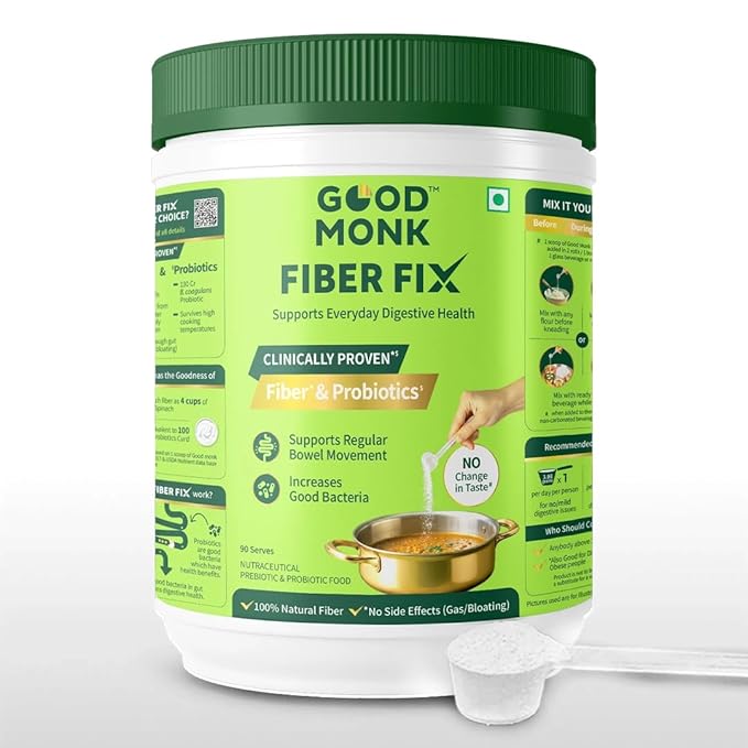 Good Monk Fiber Fix supplement container on a white background