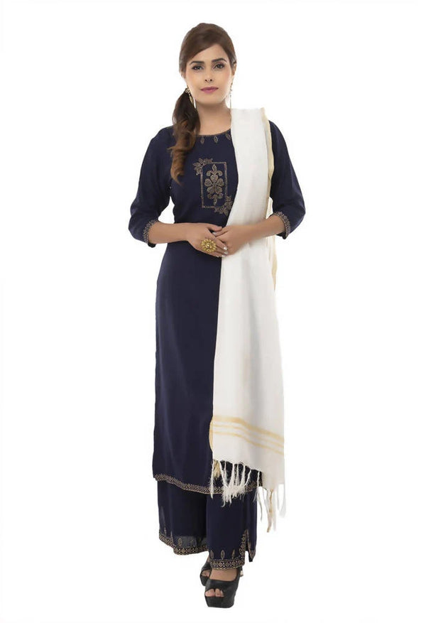 Mominos Fashion Moeza Slub Cotton White Dupatta