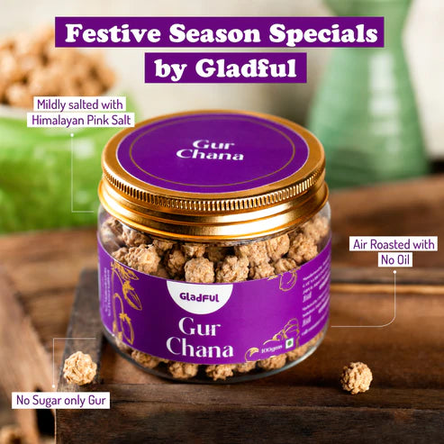 Gladful Gur Chana Jar - Jaggery Coated Roasted Chickpea