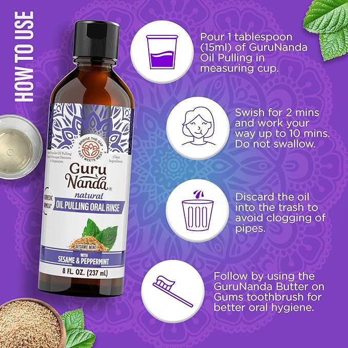 GuruNanda Sesame Mint Oil Pulling Mouthwash