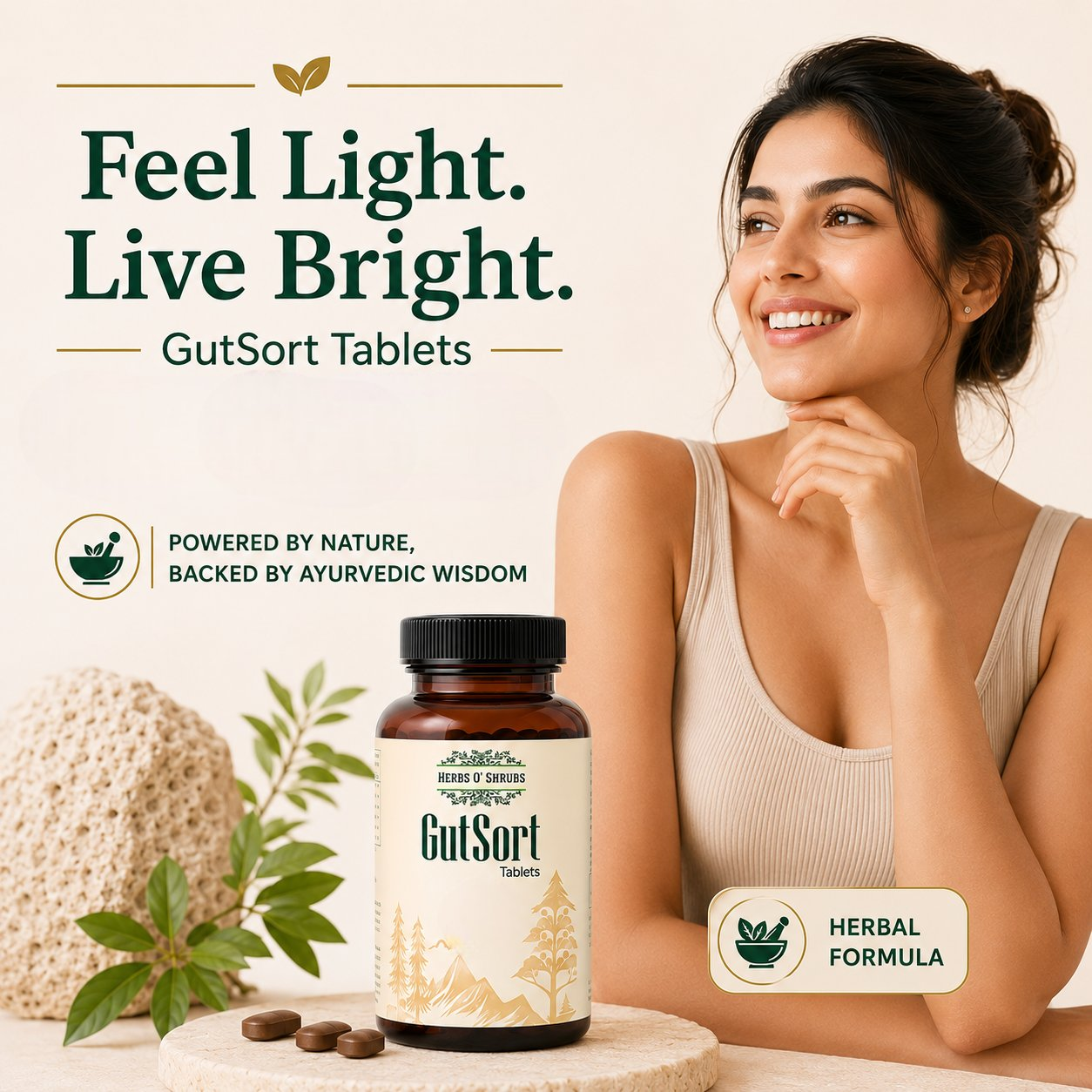 HerbsO’Shrubs Ayurvedic Gut Health Tablets