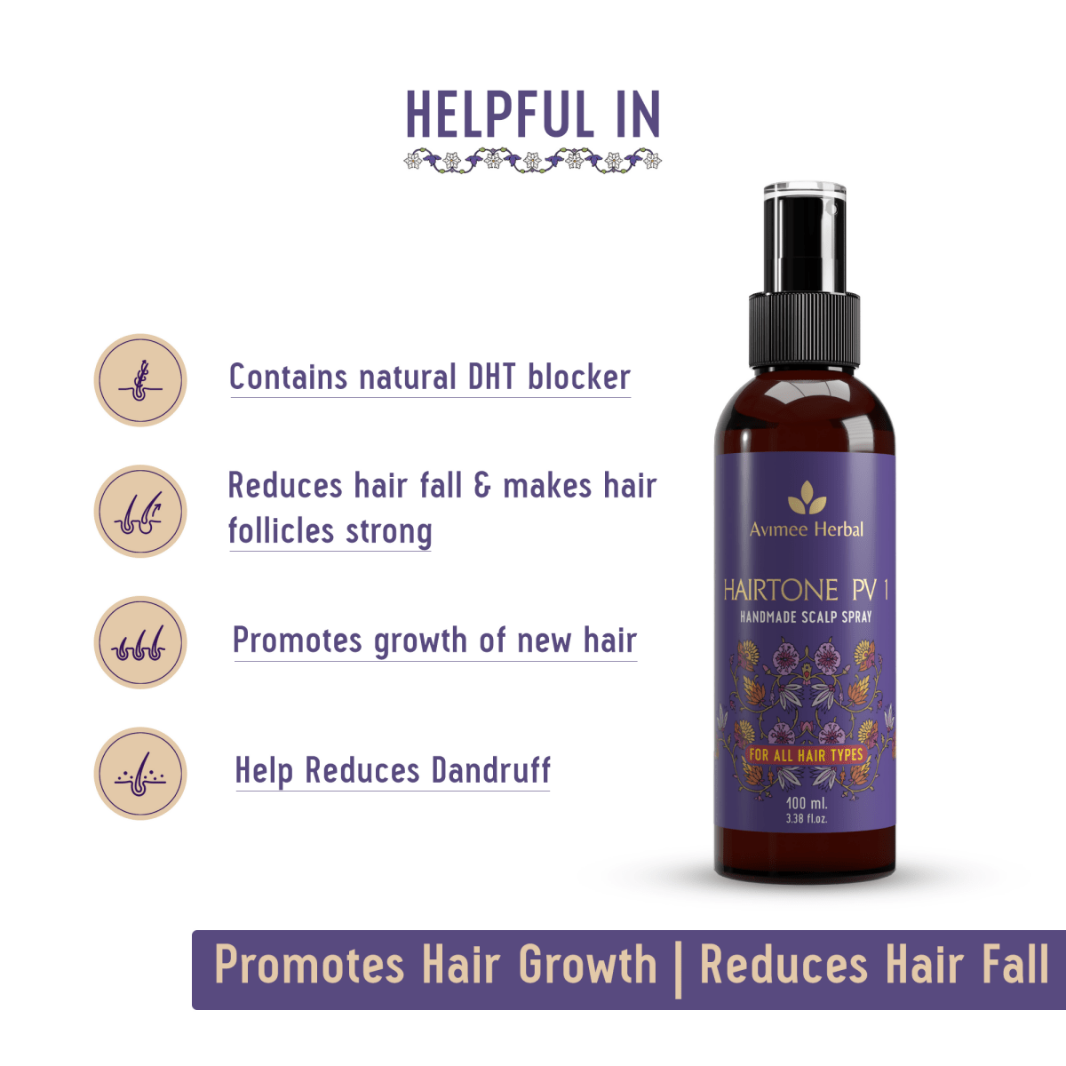 Avimee Herbal Anti-Hair Fall Kit - Oil, Scalp Spray, and Serum, Controls Hair Fall and Nourishes Hair Root
