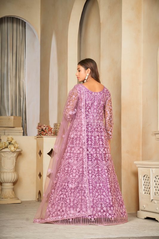 Aastha Light Purple Dupatta with Net top fabric Santoon Net Bottom fabric