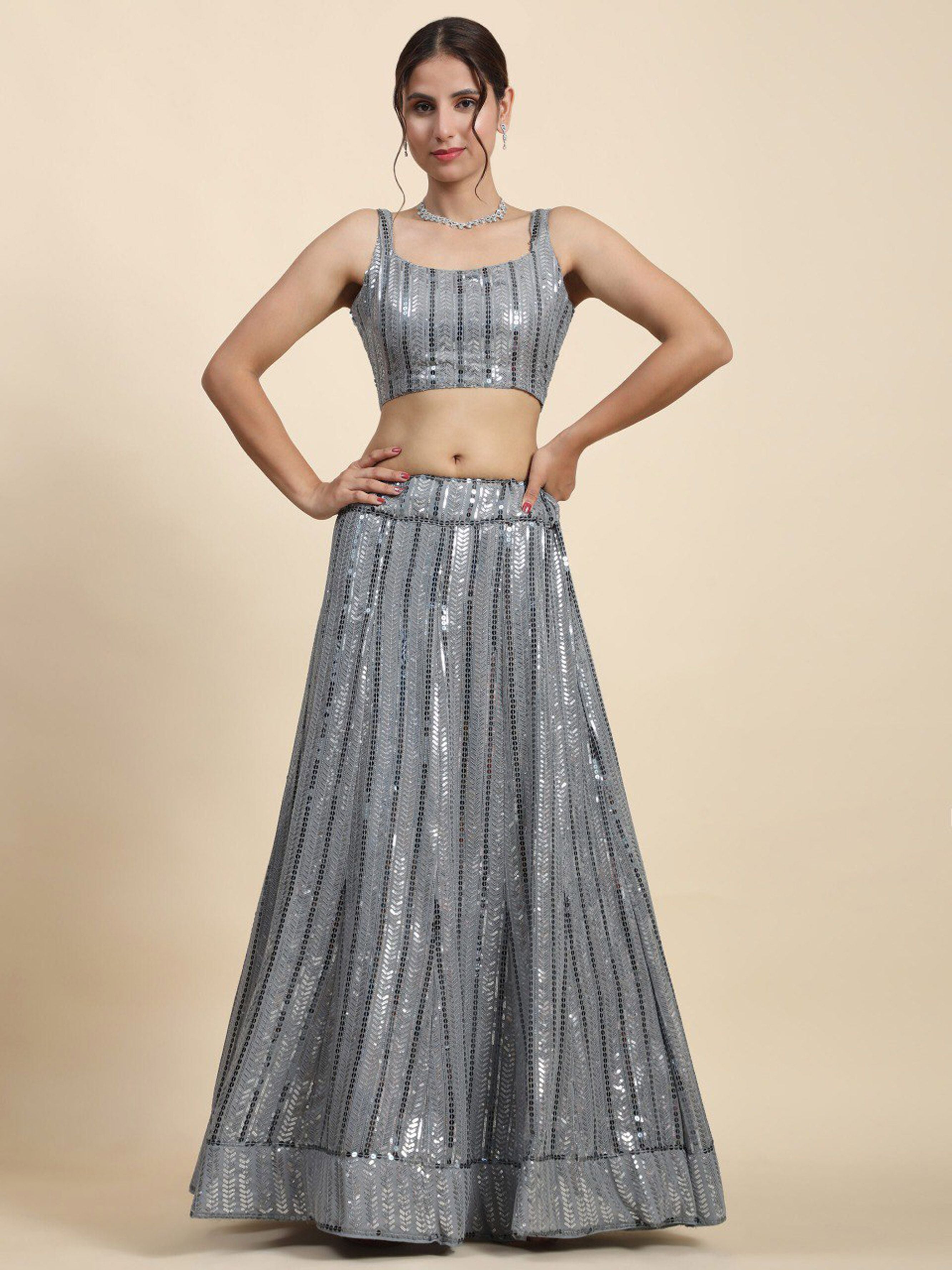 Aastha fashion off grey Lehenga Choli with silk net blouse fabric