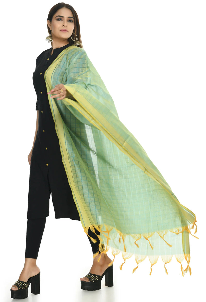 Mominos Fashion Moeza Handloom Cotton Sky Blue Dupatta