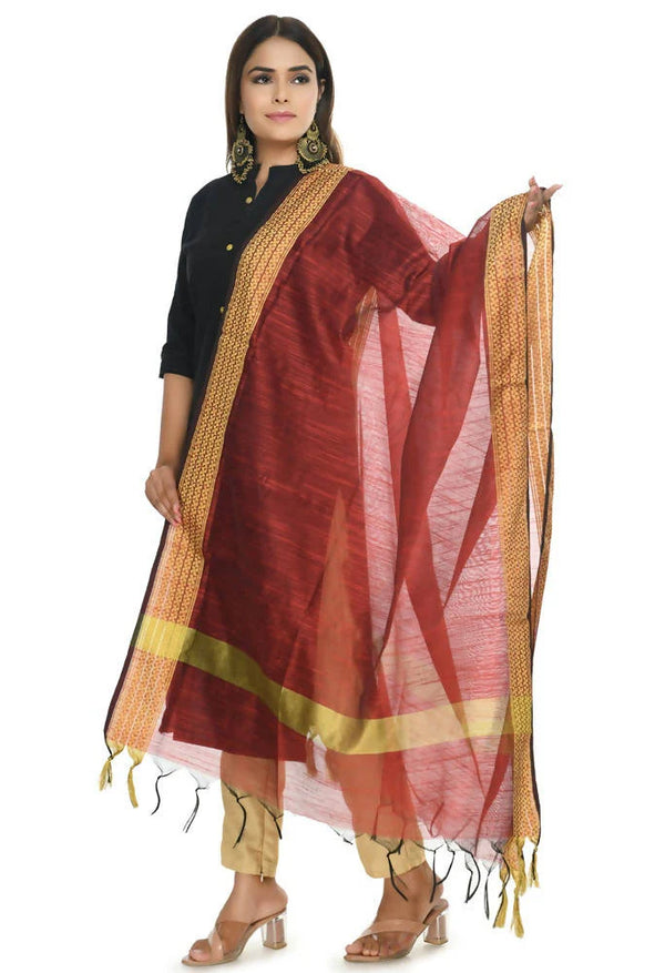 Mominos Fashion Maroon Handloom Cotton Dupatta