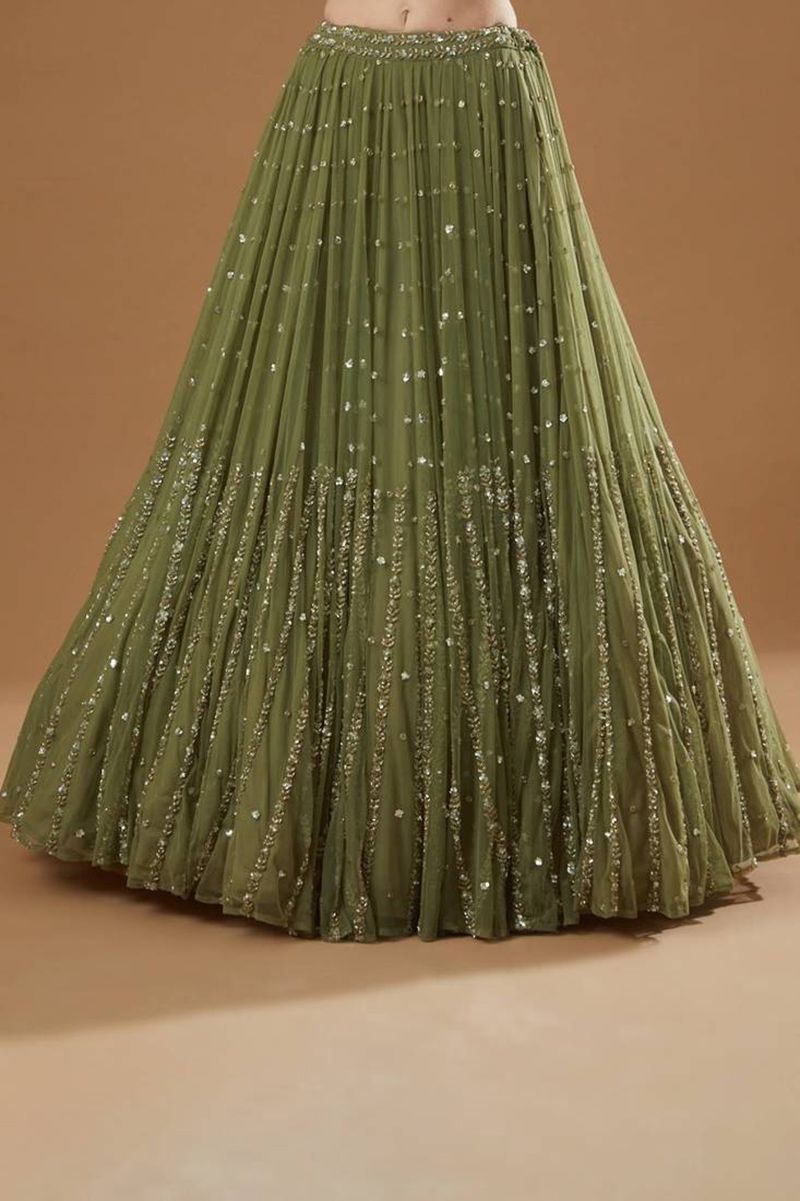 Aastha fashion Olive Stain lehanga blouse Embroidered work - Prithvi Mart