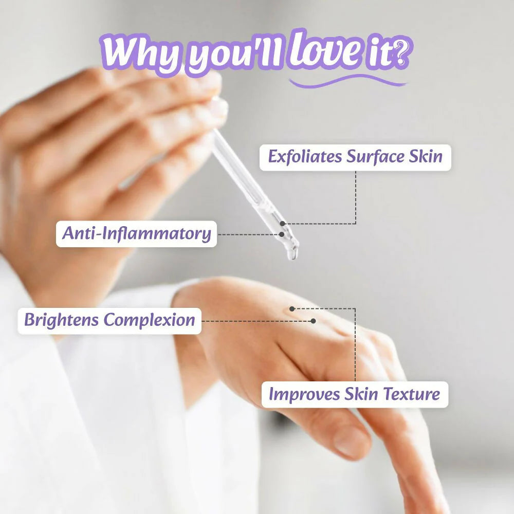 WildOak 7% AHA BHA Glycolic Acid Exfoliating Peeling Face Serum | Deep Pore Cleansing & Improve skin texture | Great for Wrinkles & Large Pores | Great for Beginners | 1% Fruit AHA | 30ml