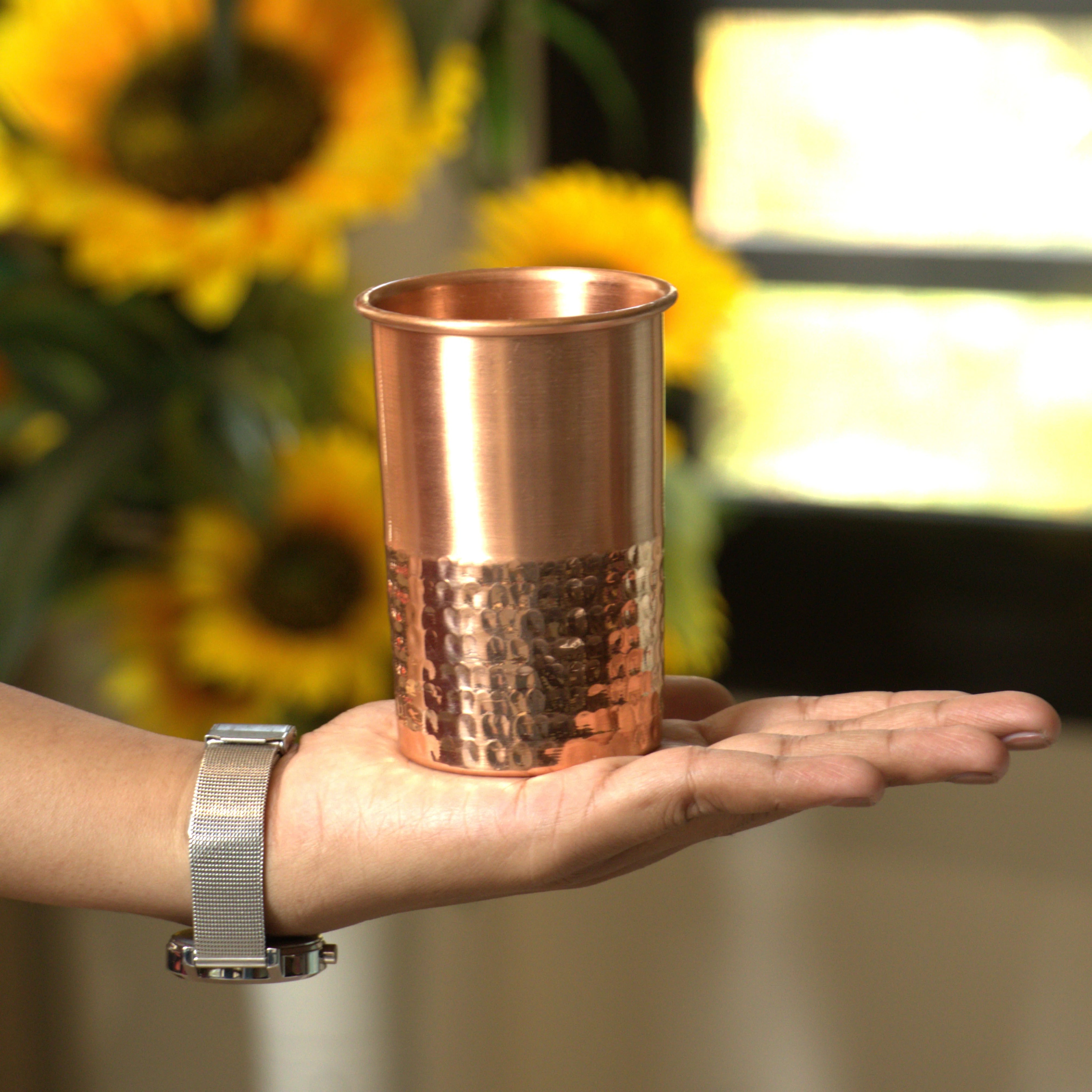 Health Smith Pure Copper Vintage Hammered Glass - Lacquered for Shine & Protection