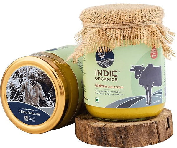 Indic Organics Forest Grazing Malnad Gidda Desi Cow's A2 Ghee 