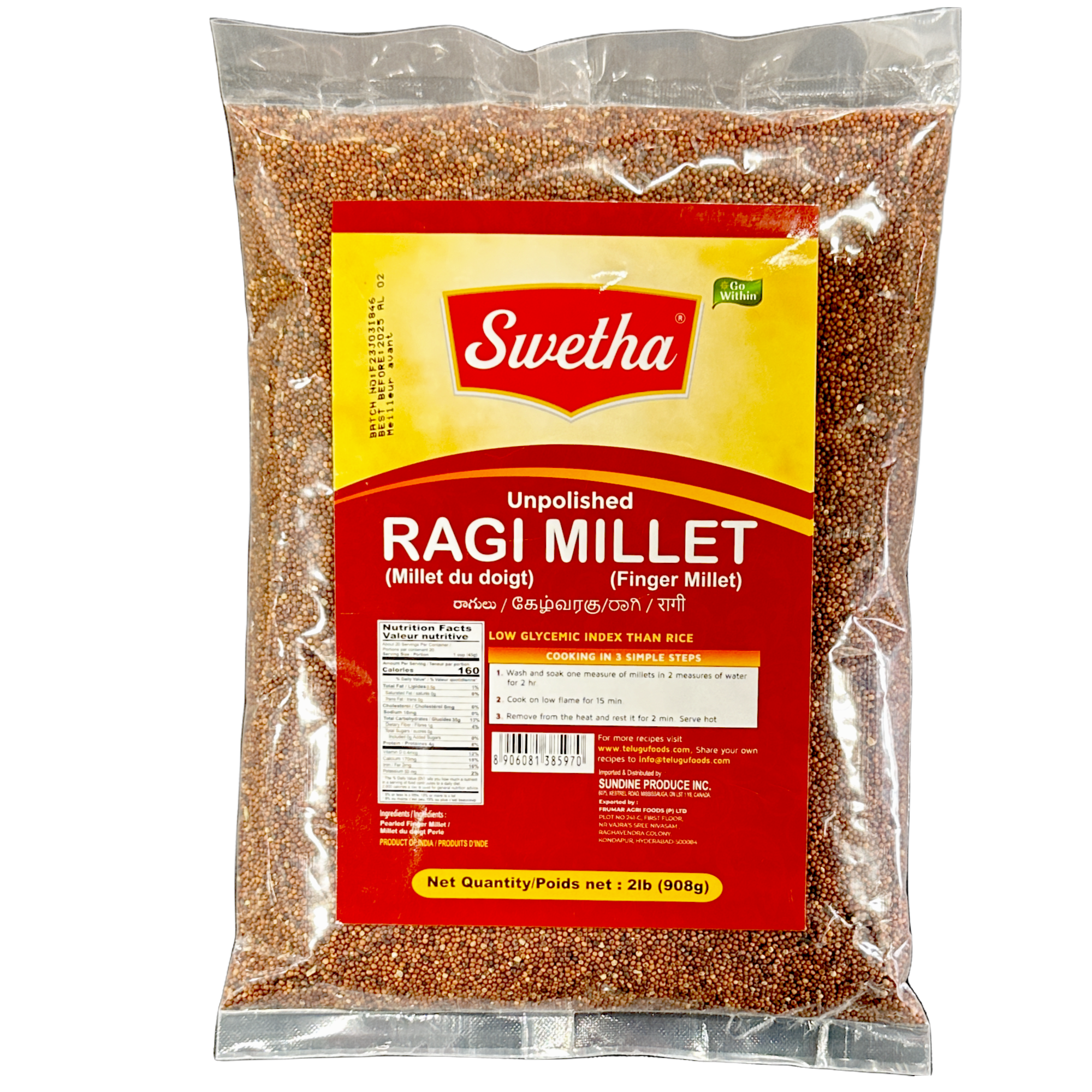 Swetha Unpolished Ragi Millet 2lb