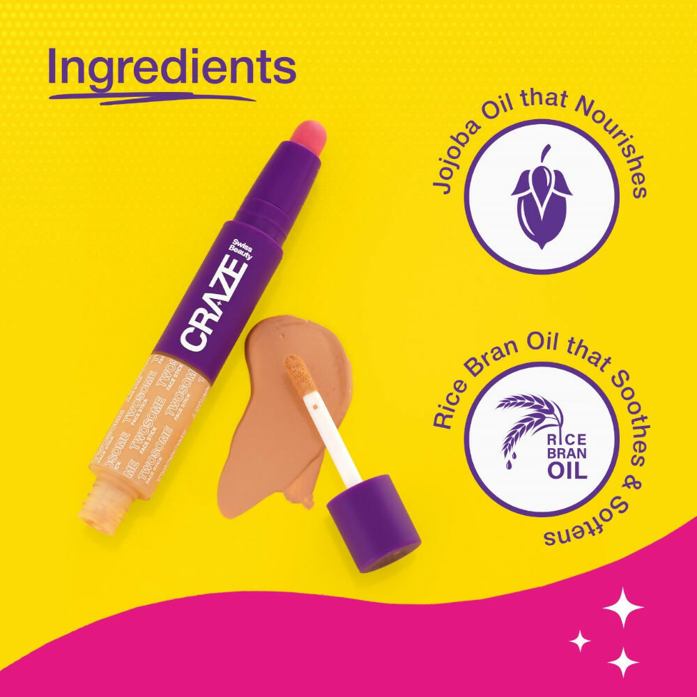 Swiss Beauty Craze Twosome Face Stick 2-In-1 Beauty Wand Concealer and Blush - 2 Light - Rose