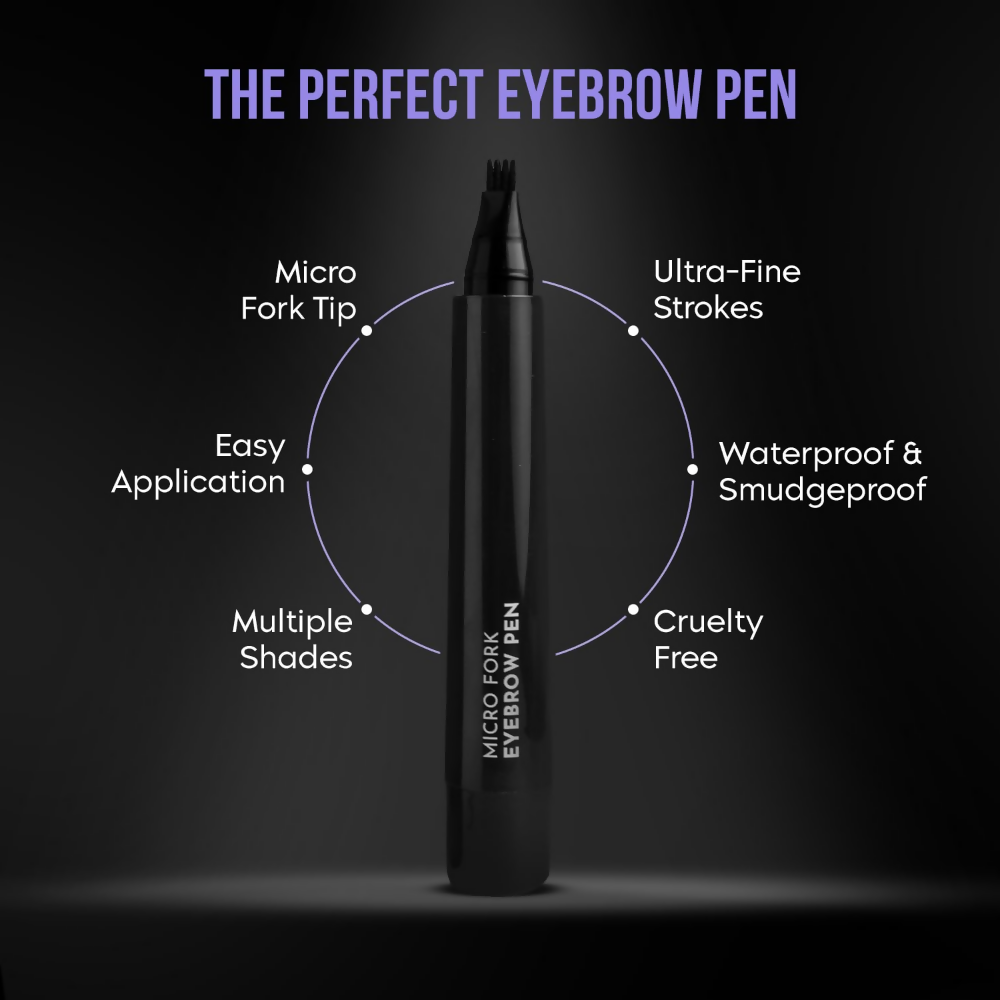 Gleva Eyebrow Pen with 4 Micro-Fork Tip Applicator - Dark Brown